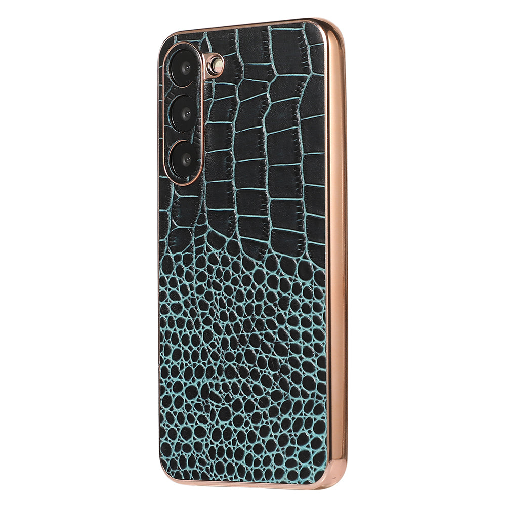 For Samsung Galaxy S23 Nano Electroplating Phone Case Genuine Cowhide Leather Coated TPU PC Cover For Samsung Galaxy S23 Nano Electroplating Phone Case Genuine Cowhide Leather Coated TPU PC Cover